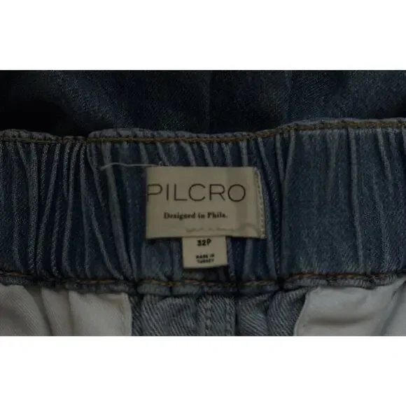 Anthropologie Pilcro Wide Leg Cropped Jeans Women's 32P Petite Blue Lightweight - Picture 9 of 11